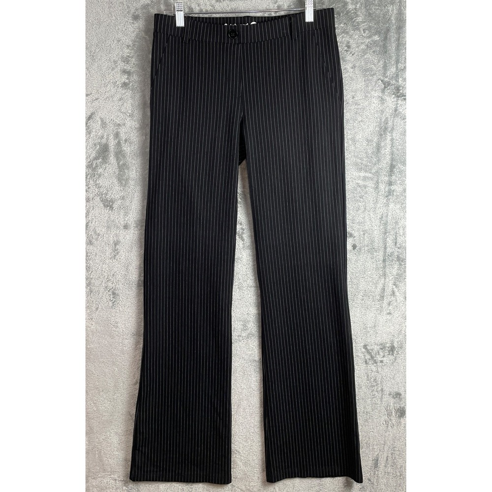 Betabrand Classic DPYP Dress Yoga Pants Womens Medium Long Black Striped Bootcut